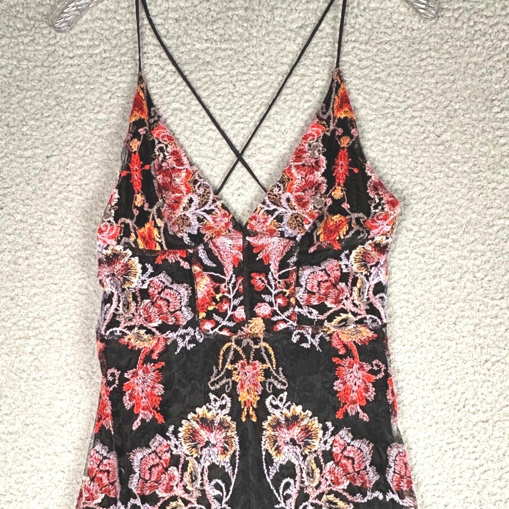 Free People Rising Sun Maxi Dress Women's 6 Warm Embroidered Floral Strappy Boho - Picture 5 of 15